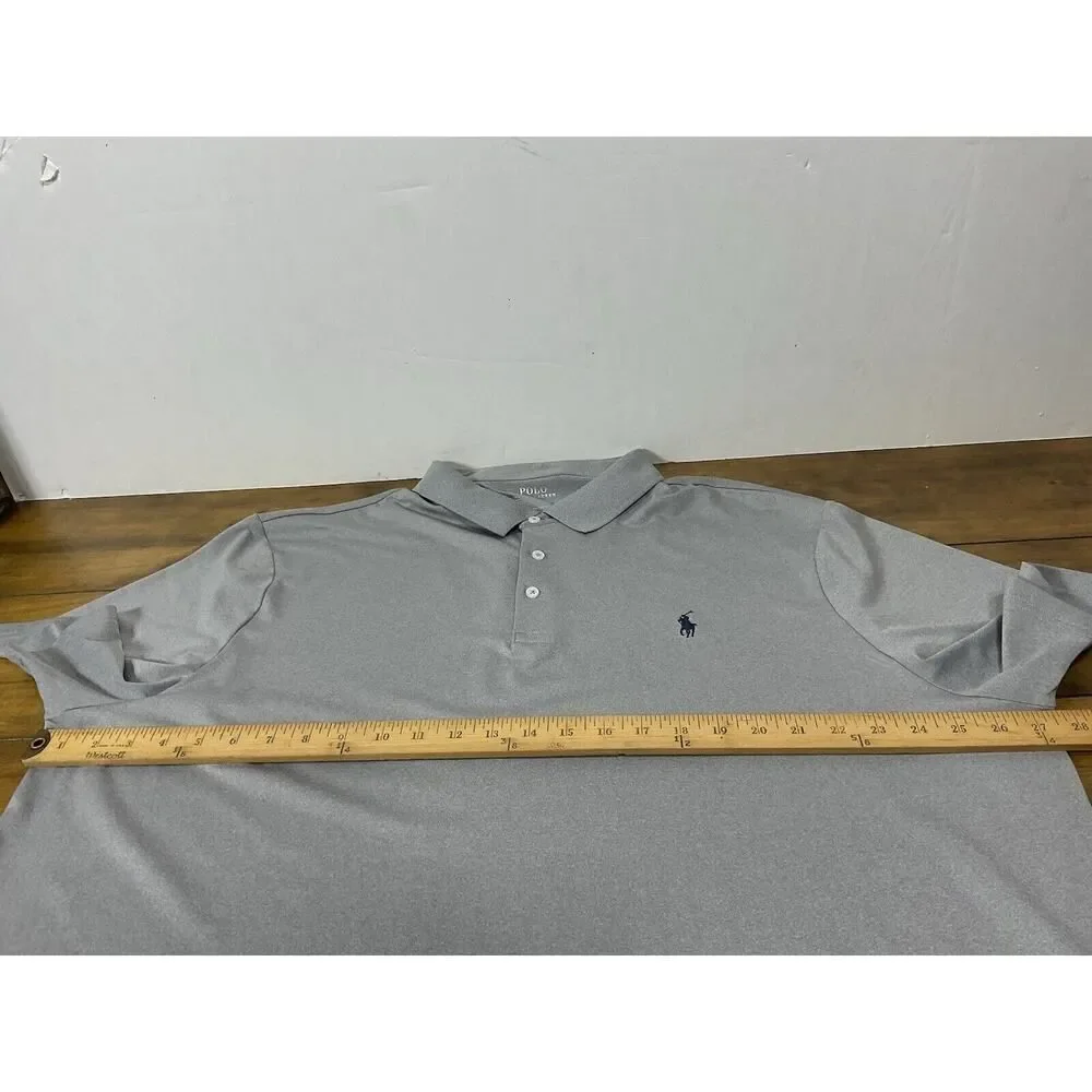 Polo Ralph Lauren Shirt Men 2XL Performance Gray Stretch Wicking Pony Golf